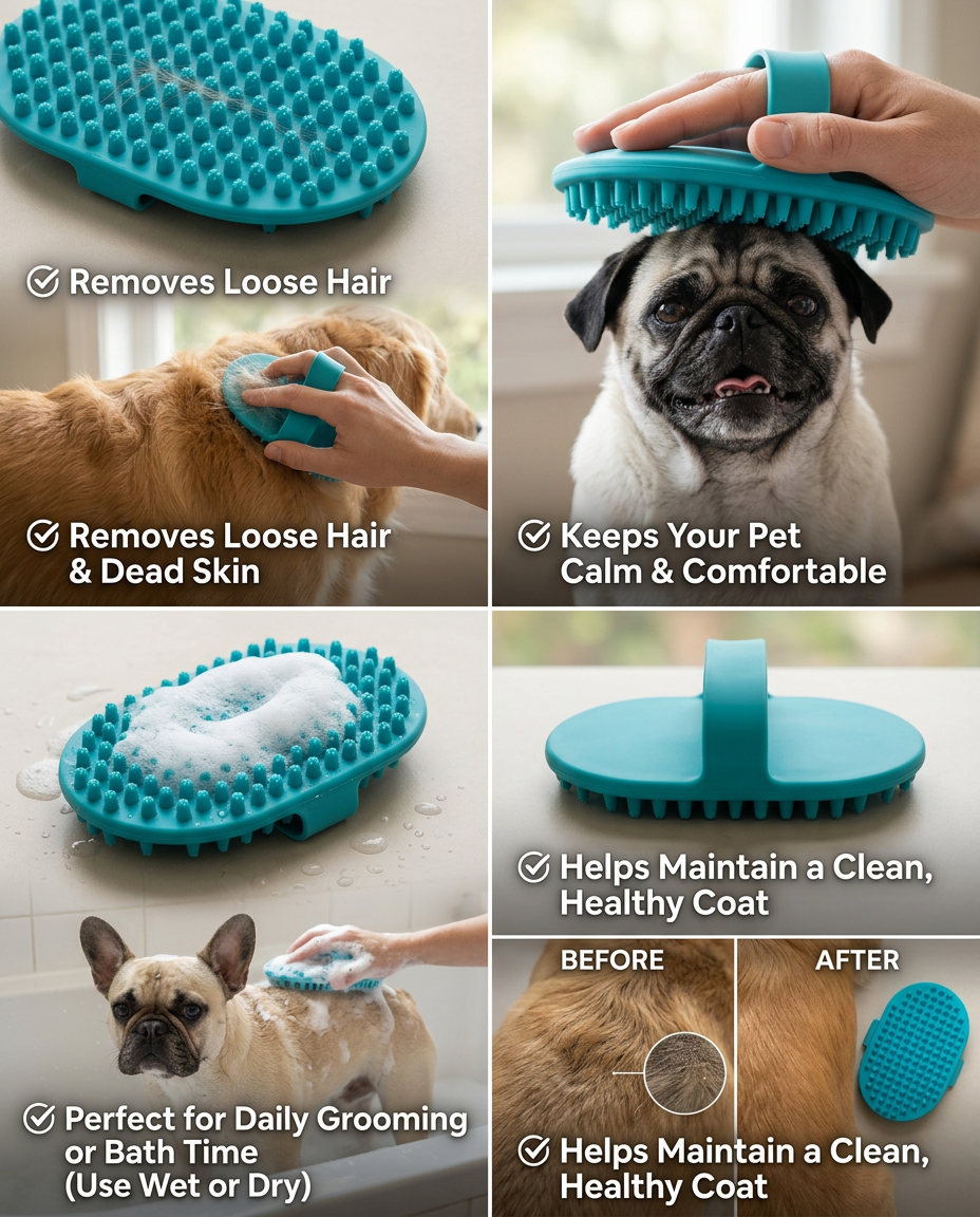 Premium Pet Grooming Brush - (Wet & Dry Use)