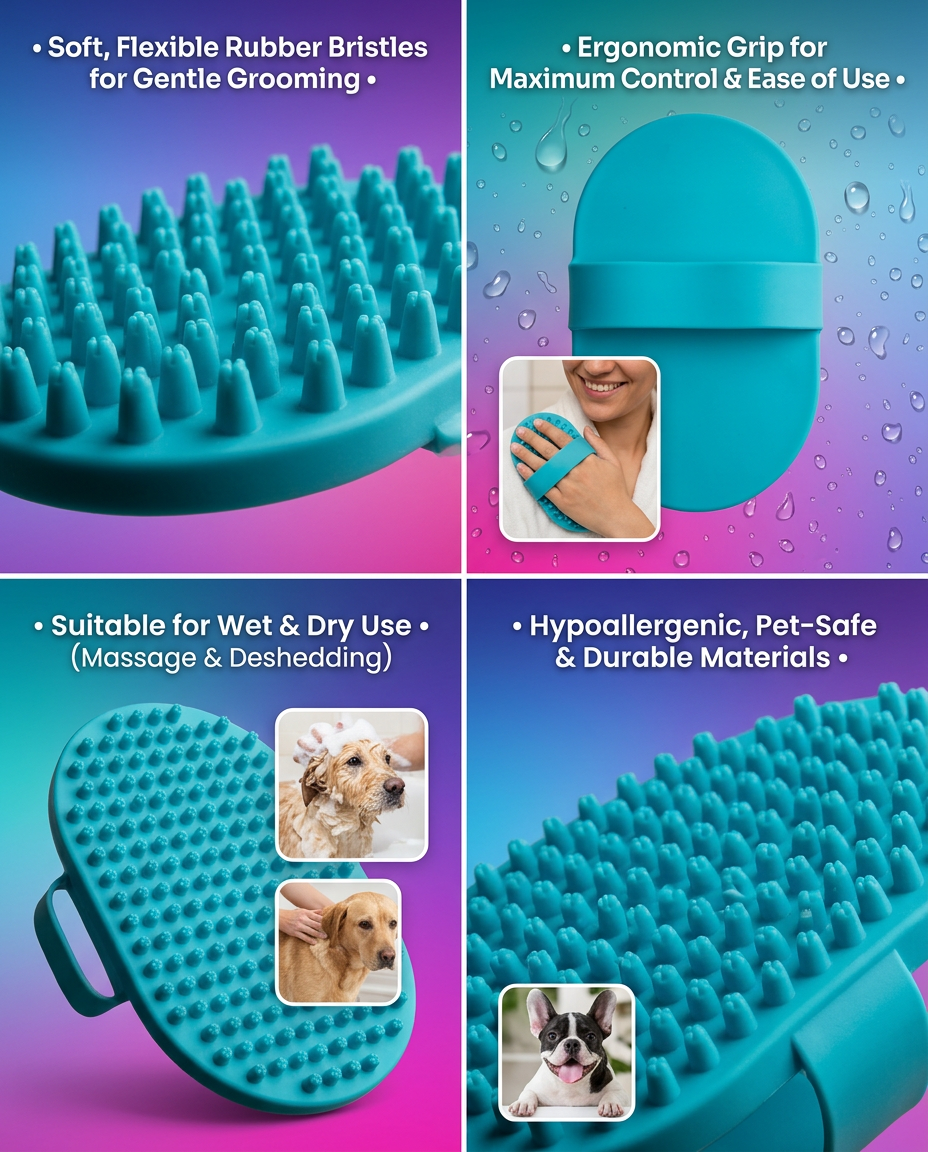 Premium Pet Grooming Brush - (Wet & Dry Use)