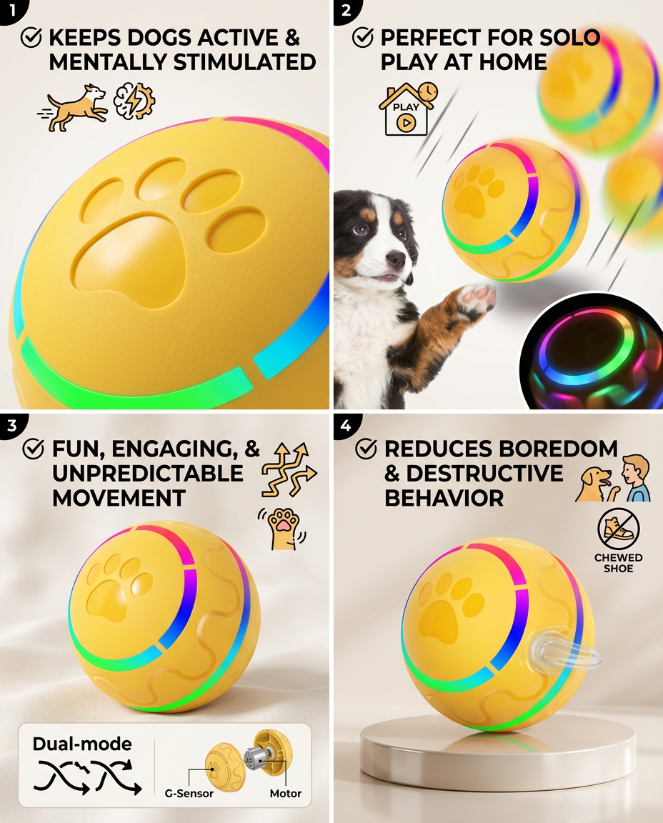 Smart Interactive Dog Ball - (Rechargeable)