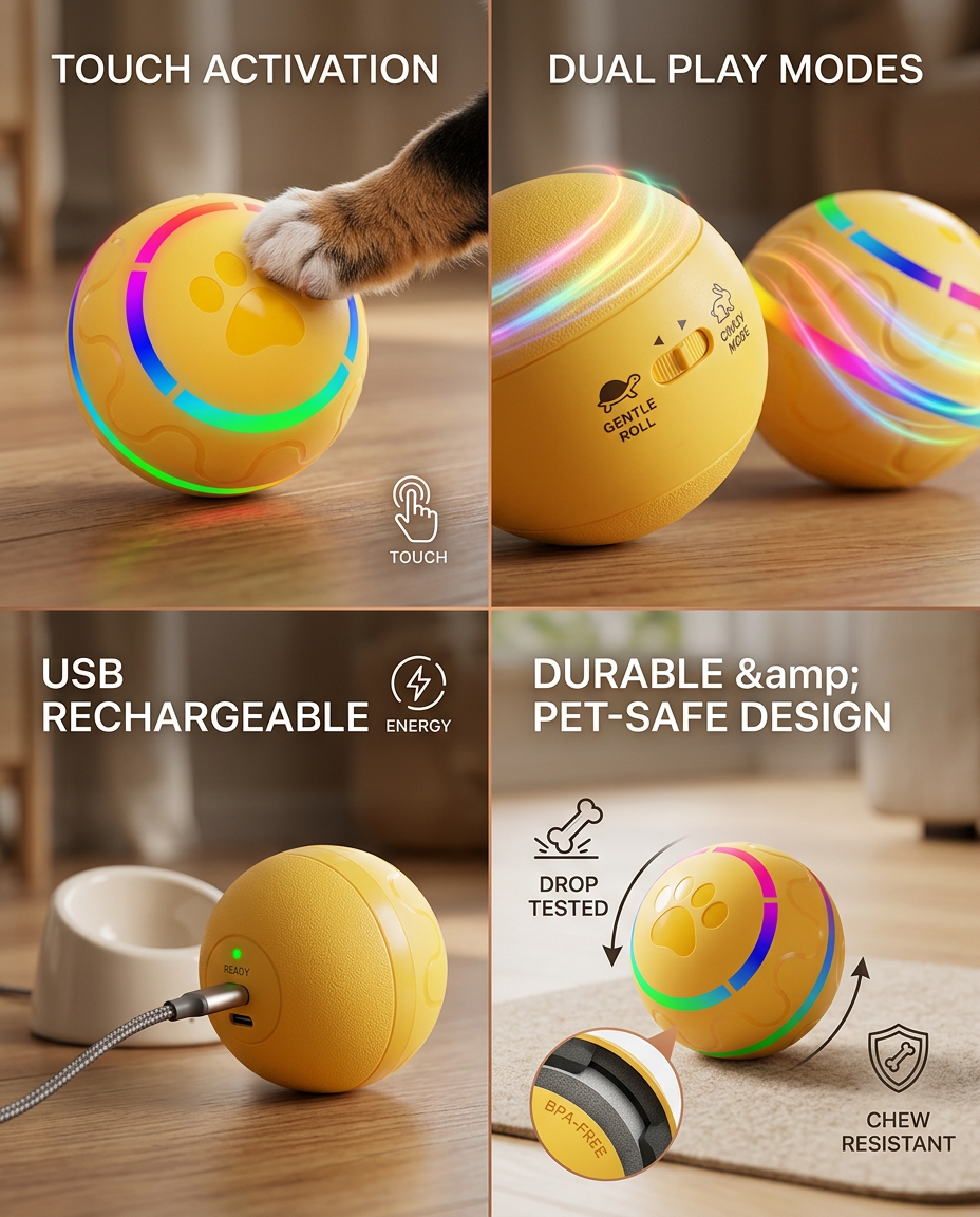 Smart Interactive Dog Ball - (Rechargeable)
