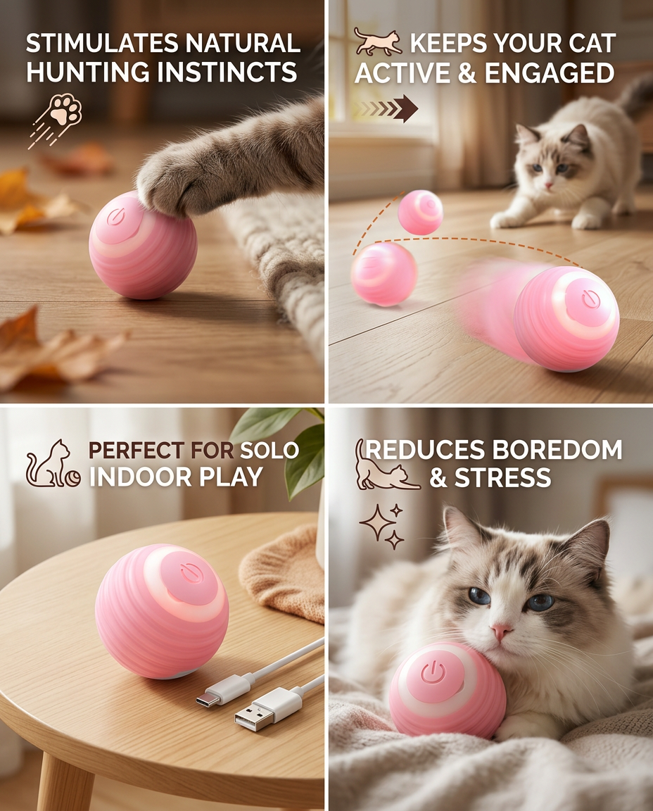 Smart Interactive Cat Ball - (Pink)