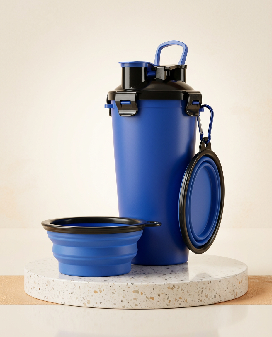 Protable Travel Water & Food Bottle - (Blue)